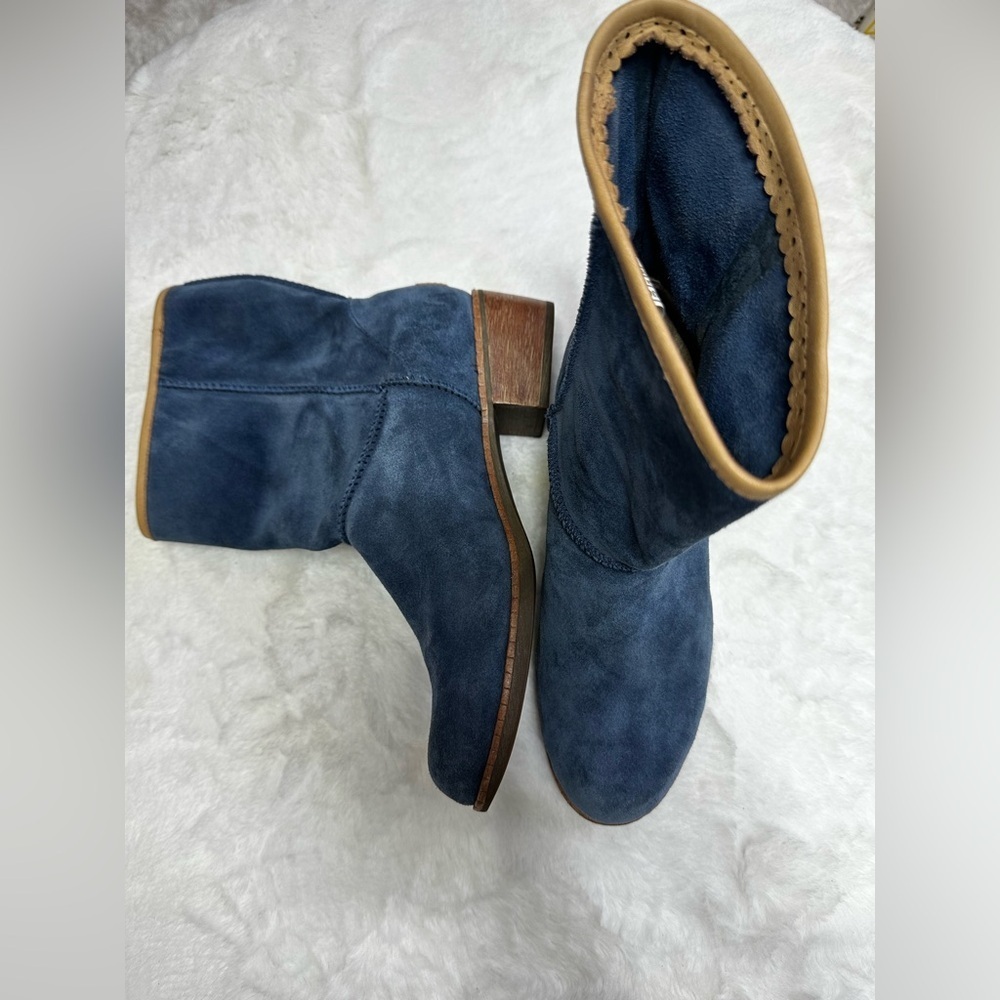 UGG Navy Suede Heeled Boots - Picture 2 of 15